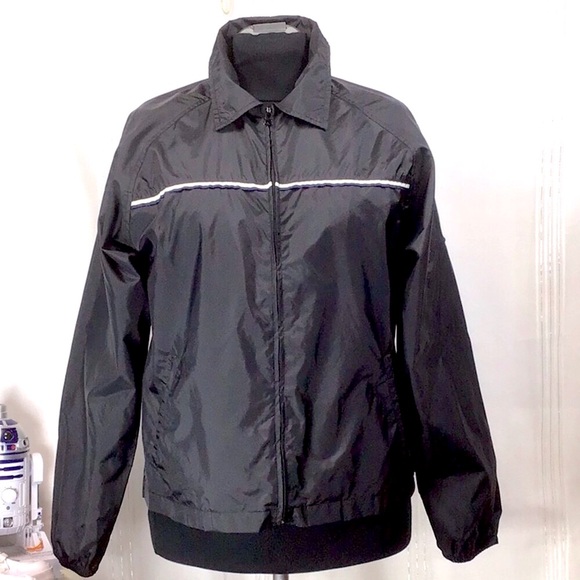Bike Other - Vintage BIKE Black White Navy Trim Zip Front 3 Pockets Nylon Unlined